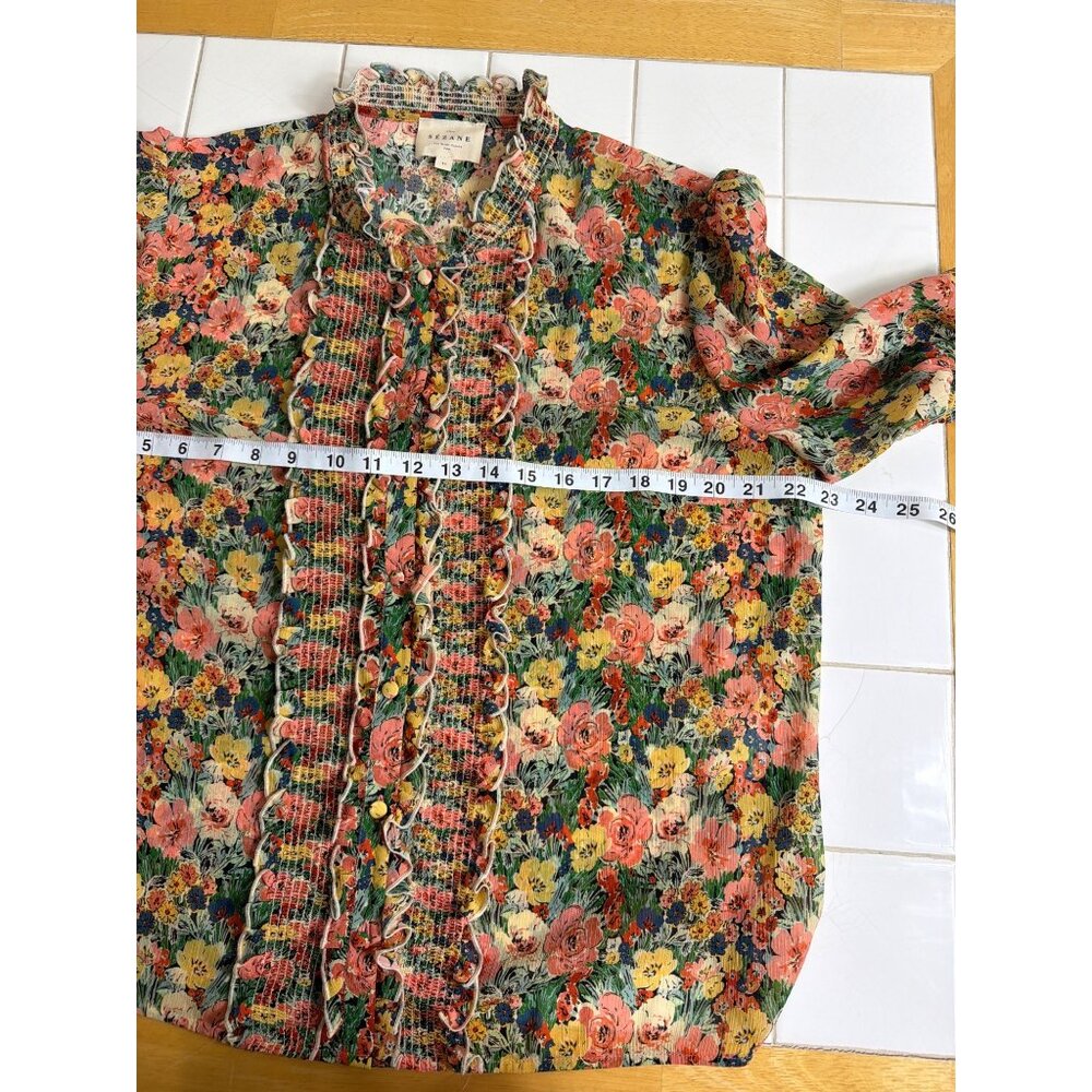 Sézane Noah Floral Ruffled Blouse in Jardin Pastel Size FR 44/US 12 - Picture 11 of 16